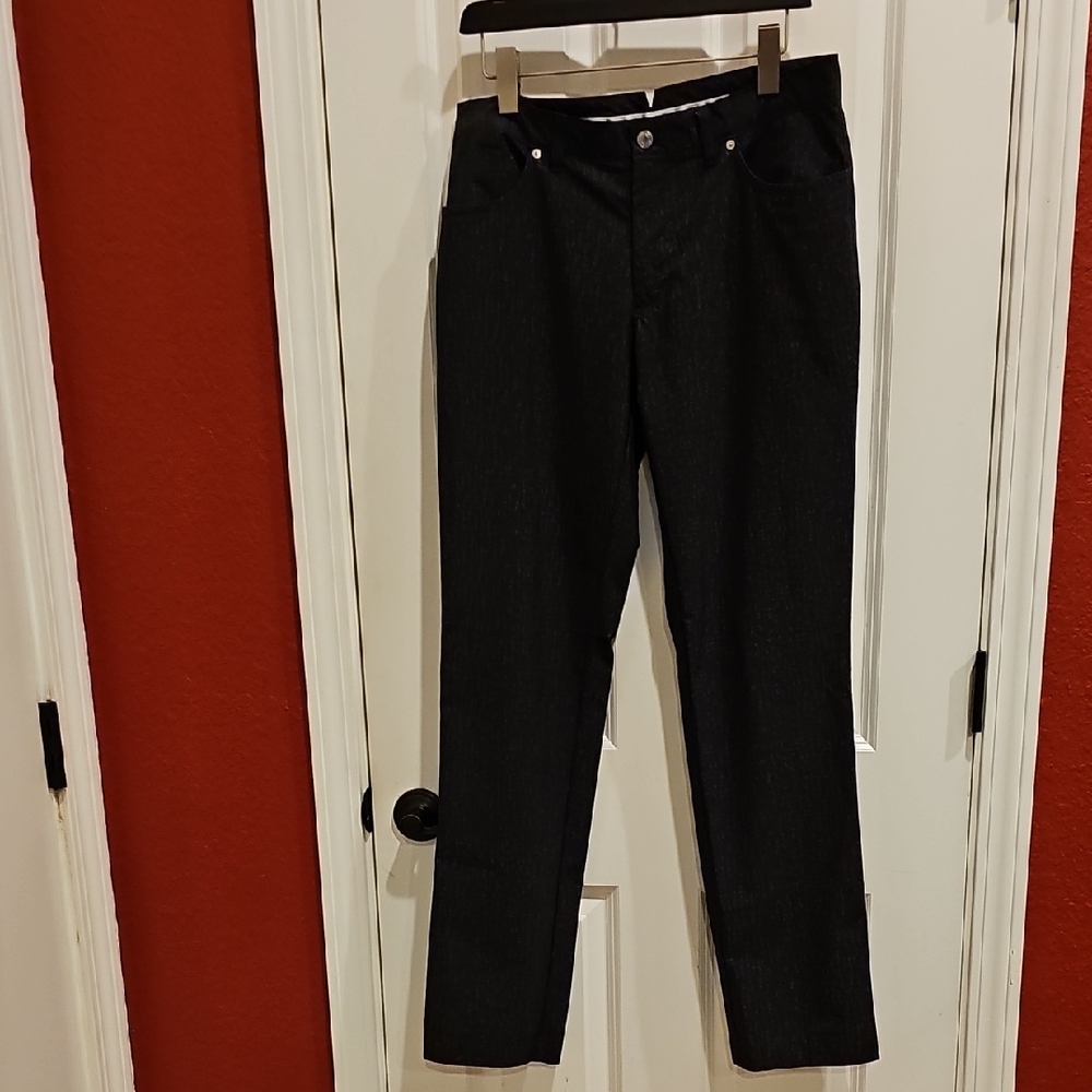 J. Lindeberg Jack Slim Fit Micro Stretch Golf Pants Black Print sz 31/34 Mens